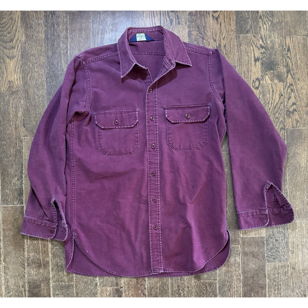 Woolrich Long Sleeve Button Up Shirt Mens Size Large Maroon Cotton Vintage